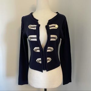 Moschino Cheap and Chic wool military hook and eye sweater